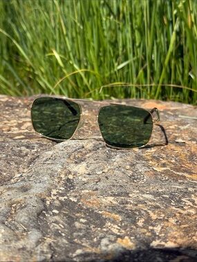 We Wore What - Gold Frame Sunglasses with Green Mirrored Lenses